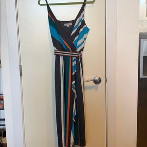 Loft-Vertical Multicolored Stripped Party Dress